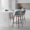 Buy Patchwork Upholstered Bar Stool Scandinavian Design with Dark Metal Legs - Bennett Amy Multicolour 59948 - prices